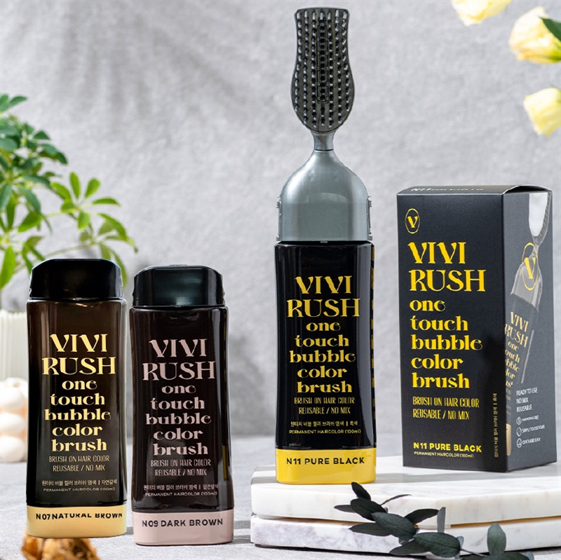 NEW '비비러쉬 빗는 염색약 - (자연 갈색/짙은밤색/흑색)