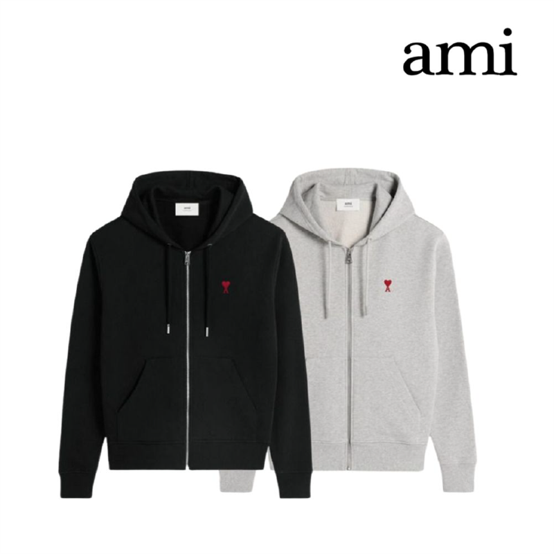 '아미' 스몰 하트 로고 플리스 후드 집업