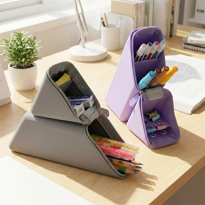 플립 2in1 "삼각 스탠딩 실리콘필통" 1+1