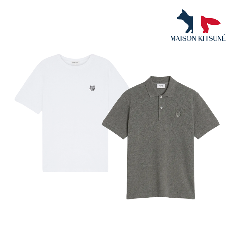 '메종키츠네' 베이직 오버핏 반팔티&그레이폭스 카라반팔티