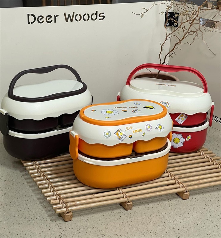 크림 2단 런치박스 1+1