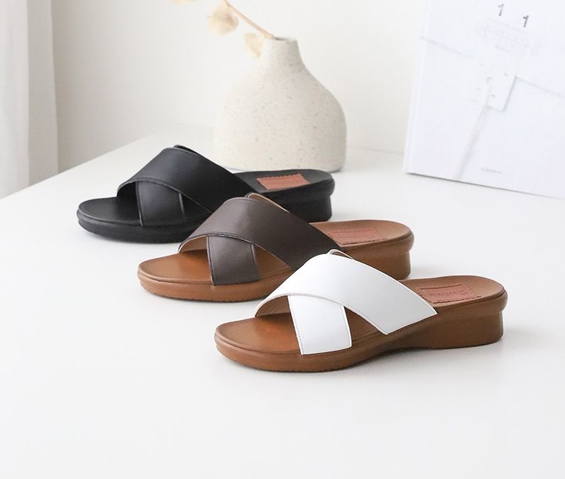 fitwDAVfo 소가죽 엑스밴딩 3.5cm 슬리퍼