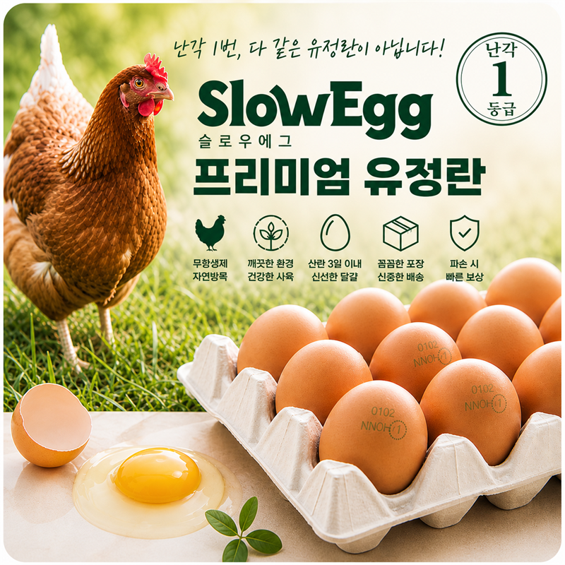 슬로우에그 난각1번 유정란 CS