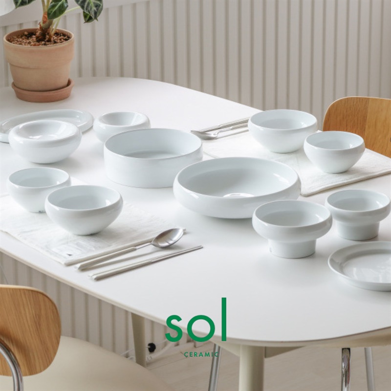 풍기댁 2차 X [ Sol ] 솔솔푸른솔 도자기 유광 식기세트