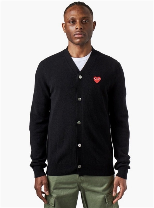 꼼데가르송 브이넥 울 가디건 레드와펜 남녀공용(2컬러)