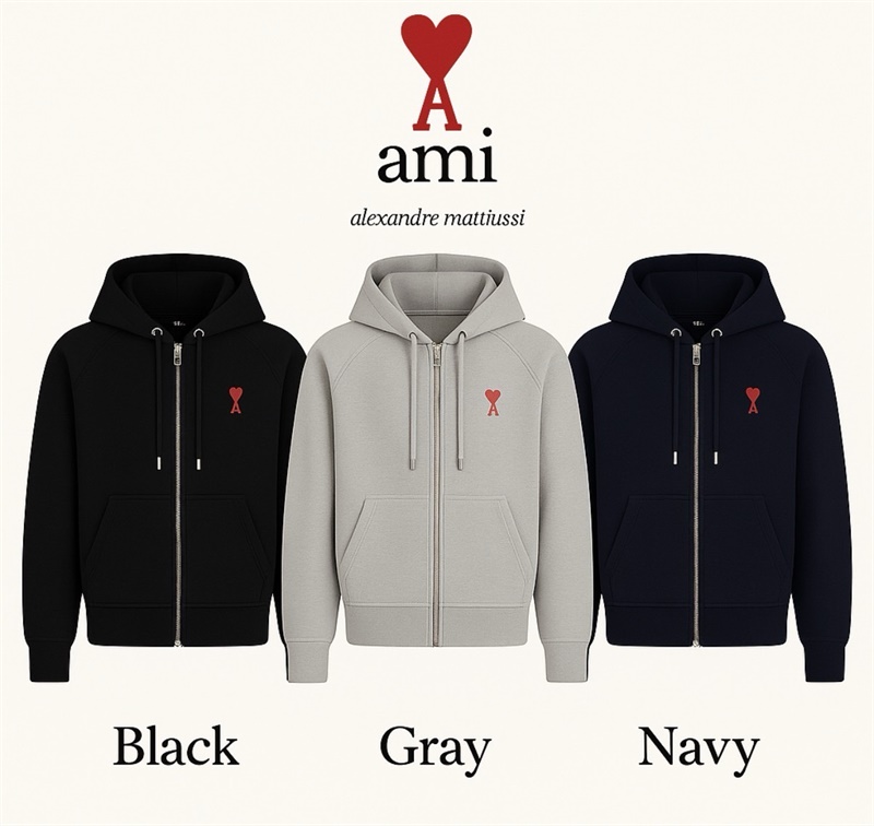 아미(ami) 신상 스몰로고 후드 집업 QR정품 USW415-