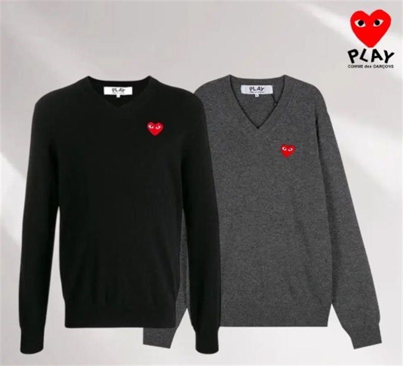꼼데가르송 울 브이넥 긴팔 니트 레드와펜 남녀공용