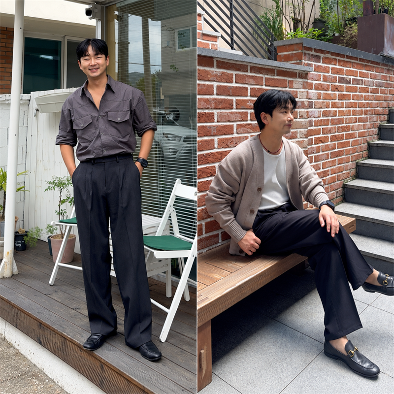 투턱 스트레치 와이드 슬랙스